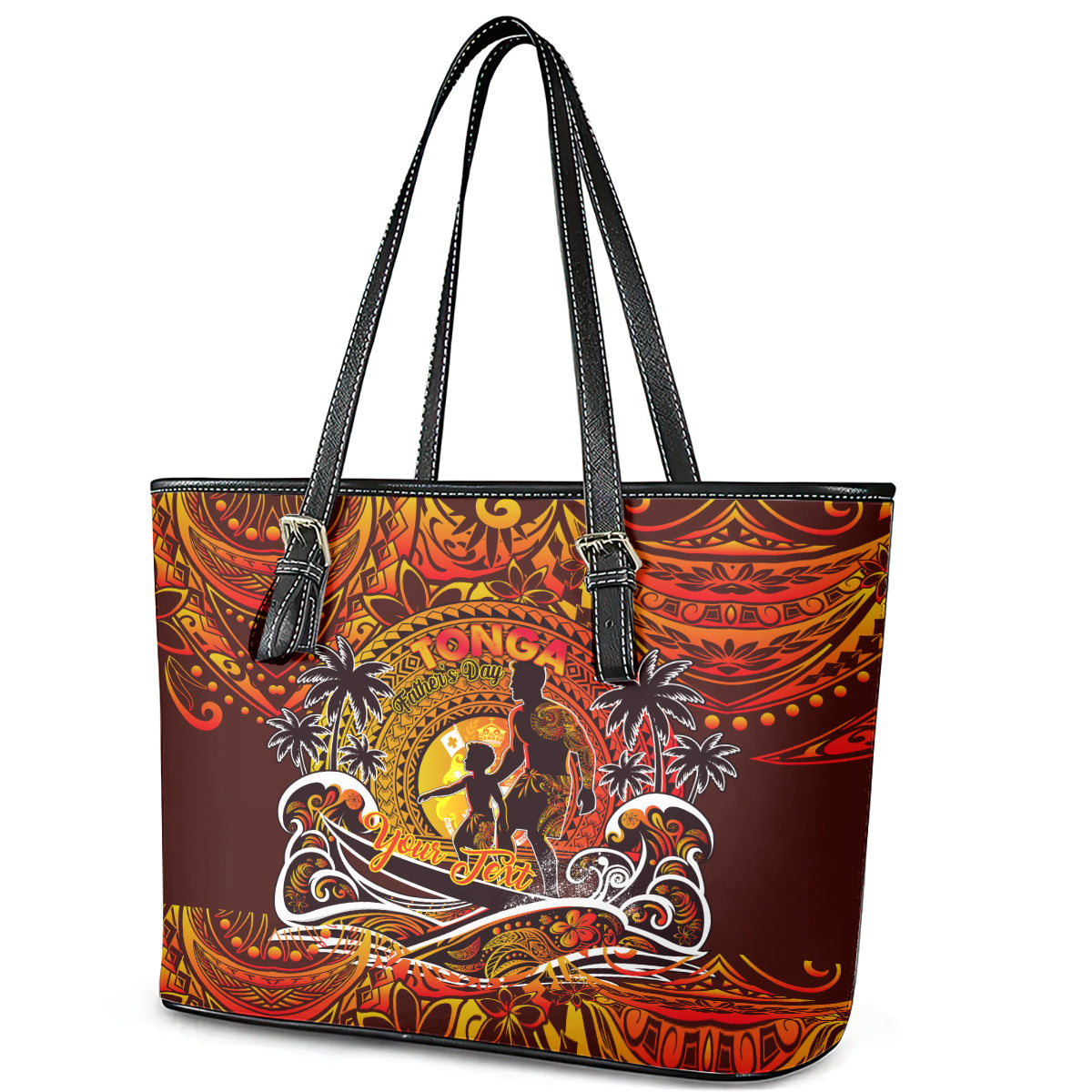Father's Day Tonga Leather Tote Bag Special Dad Polynesia Paradise