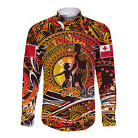 Father's Day Tonga Long Sleeve Button Shirt Special Dad Polynesia Paradise DT02 Unisex Orange - Polynesian Pride