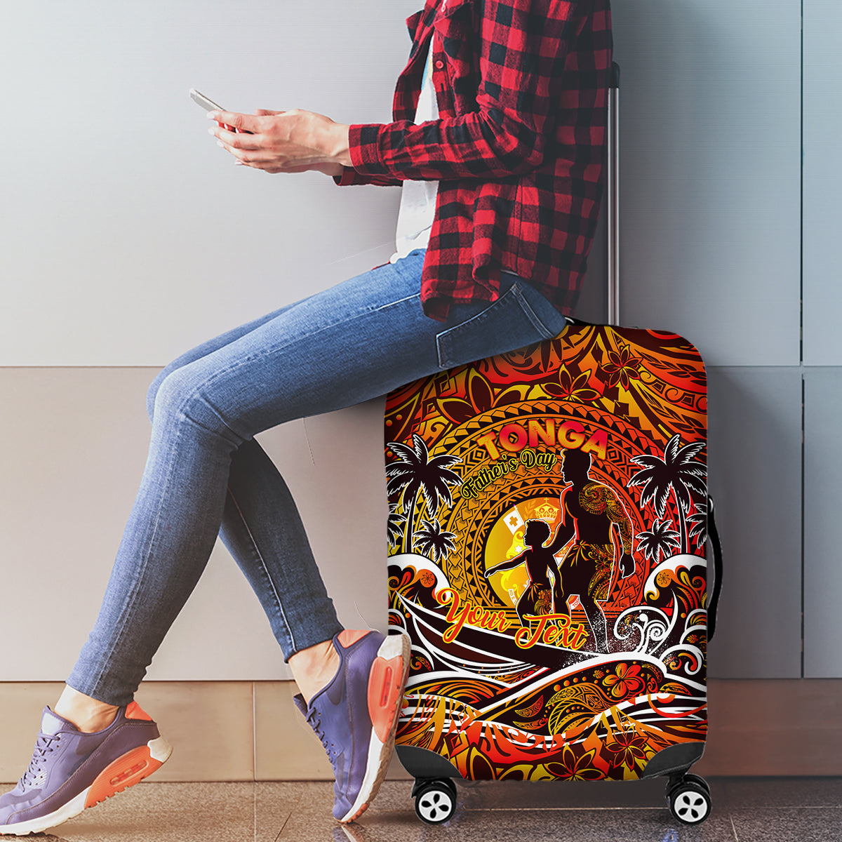 Father's Day Tonga Luggage Cover Special Dad Polynesia Paradise DT02 - Polynesian Pride