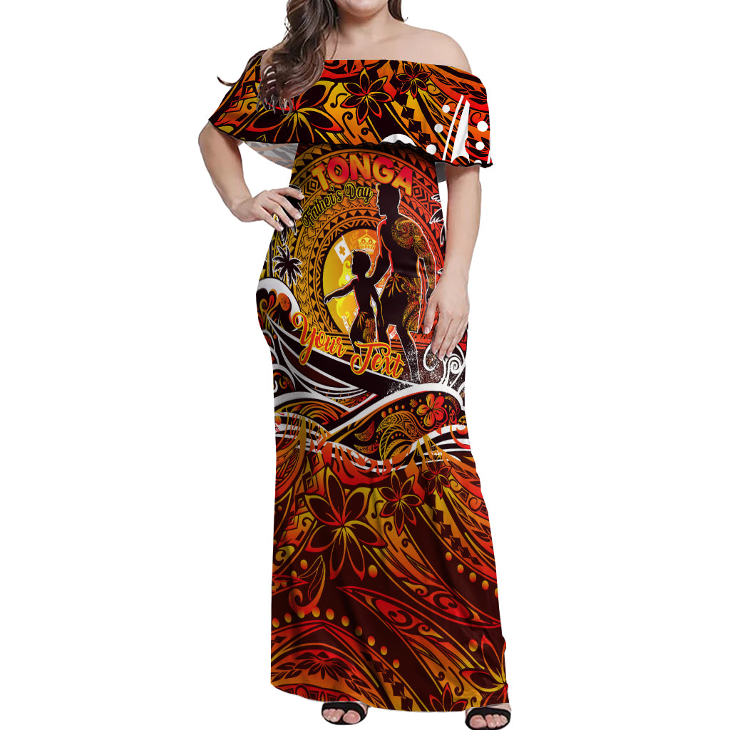 Father's Day Tonga Off Shoulder Maxi Dress Special Dad Polynesia Paradise