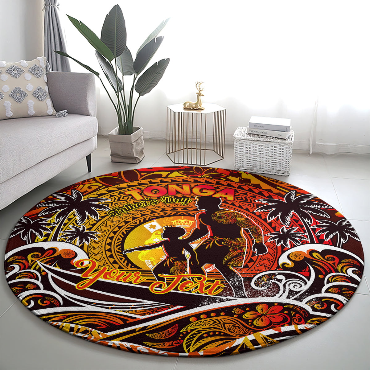 Father's Day Tonga Round Carpet Special Dad Polynesia Paradise DT02 - Polynesian Pride