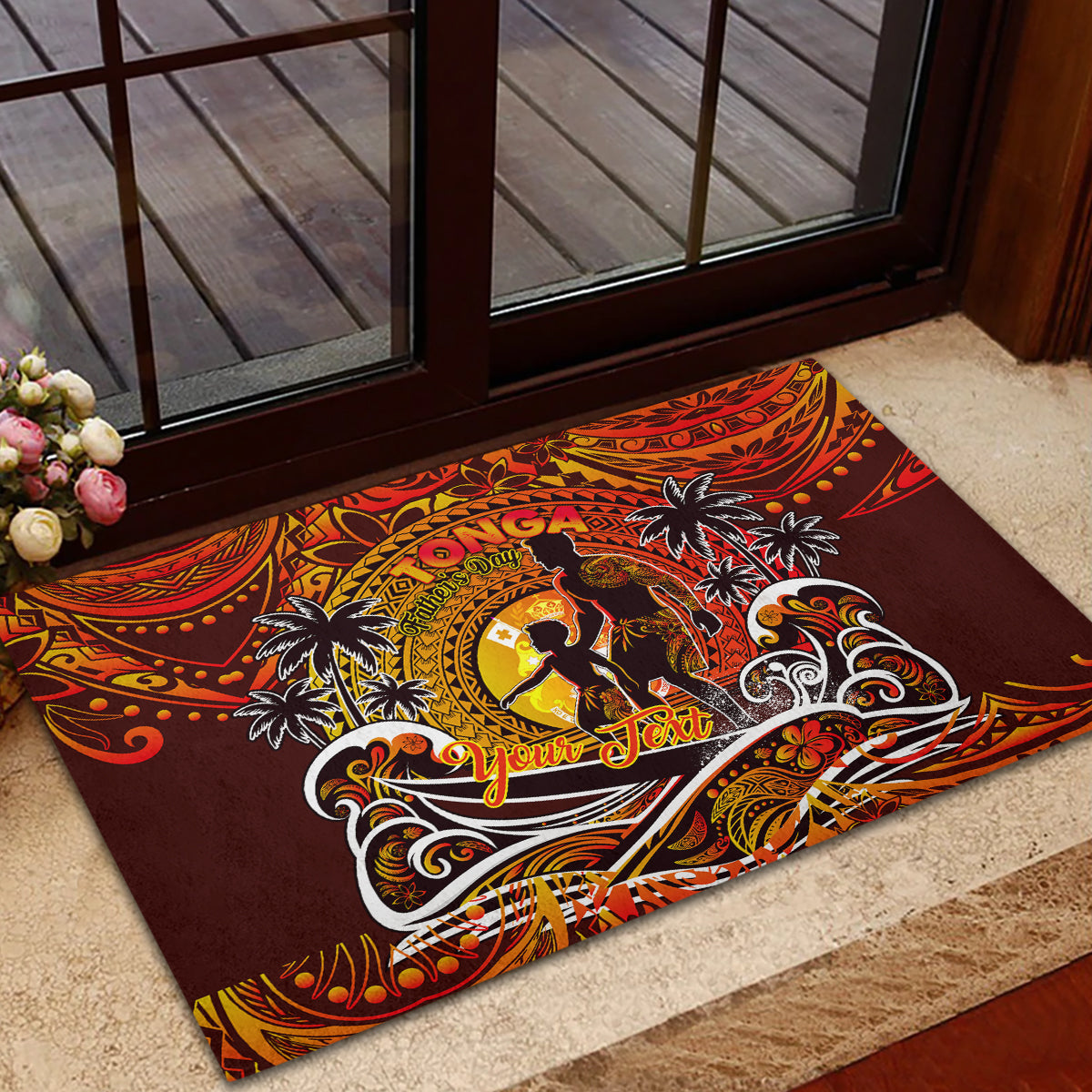 Father's Day Tonga Rubber Doormat Special Dad Polynesia Paradise