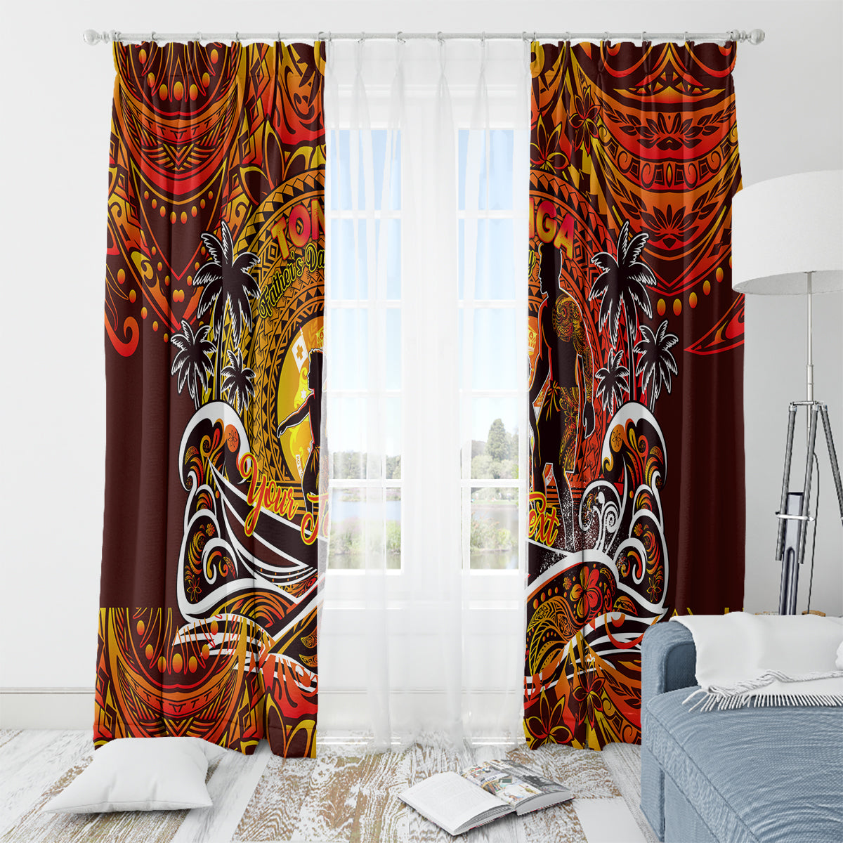 Father's Day Tonga Window Curtain Special Dad Polynesia Paradise