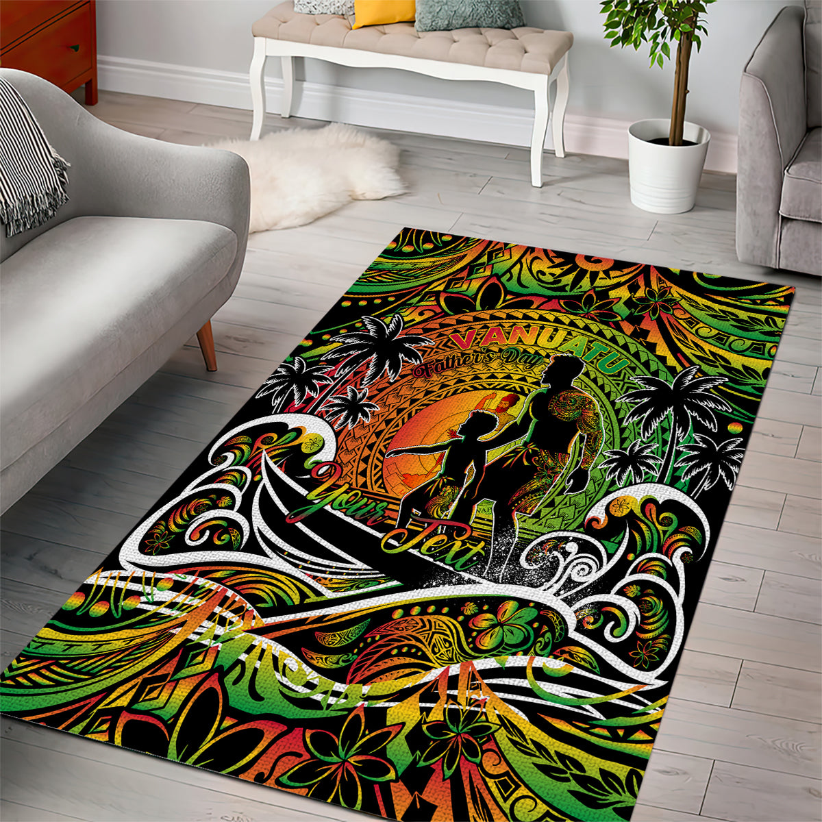Father's Day Vanuatu Area Rug Special Dad Polynesia Paradise