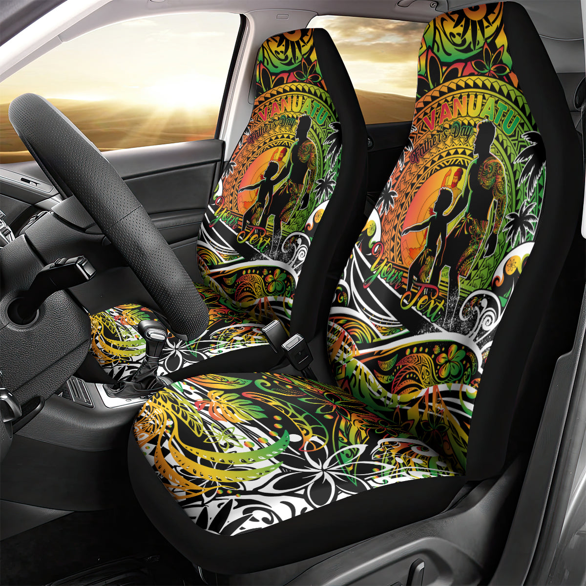 Father's Day Vanuatu Car Seat Cover Special Dad Polynesia Paradise