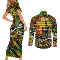 Father's Day Vanuatu Couples Matching Short Sleeve Bodycon Dress and Long Sleeve Button Shirt Special Dad Polynesia Paradise