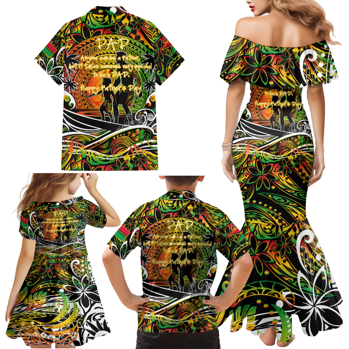 Father's Day Vanuatu Family Matching Mermaid Dress and Hawaiian Shirt Special Dad Polynesia Paradise