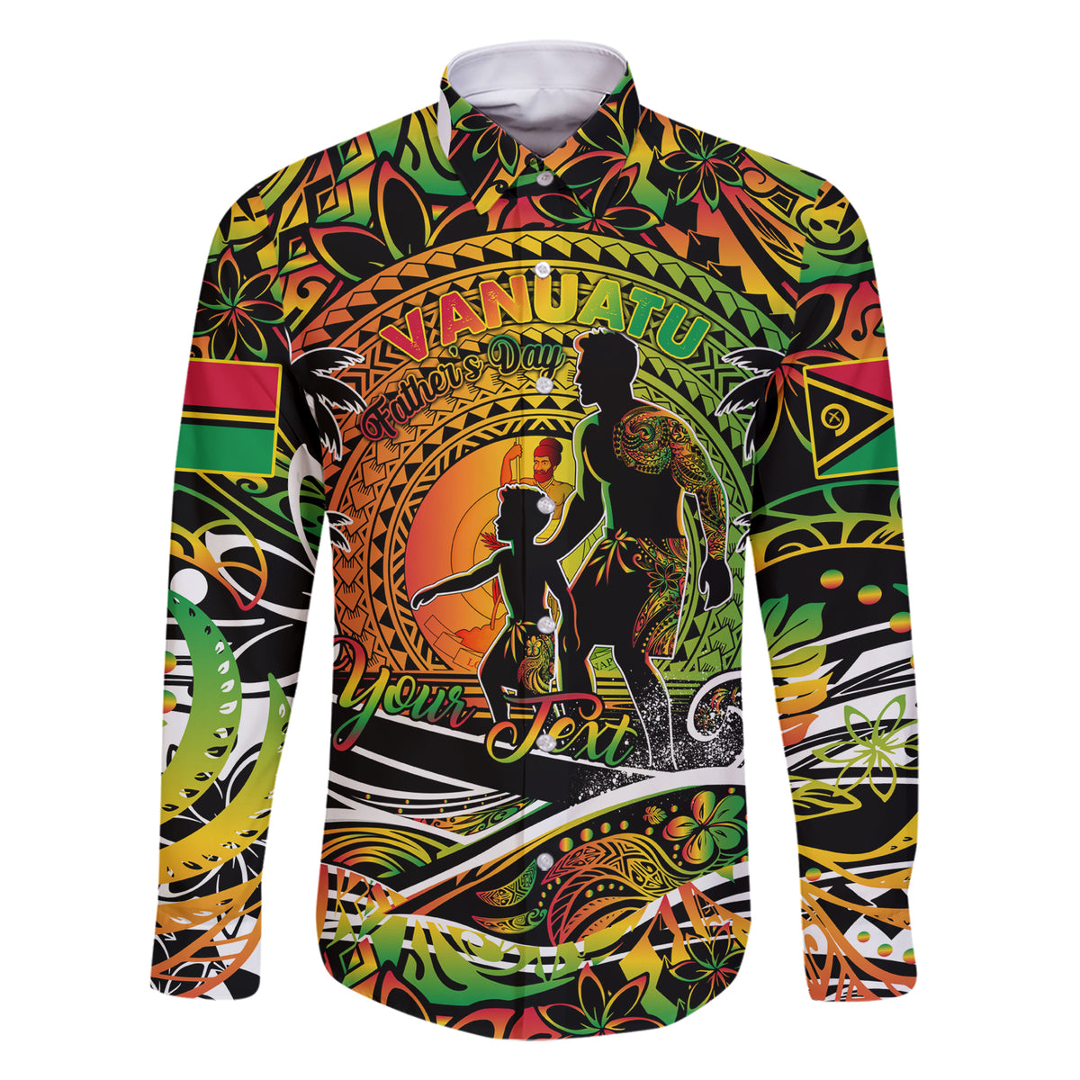 Father's Day Vanuatu Family Matching Short Sleeve Bodycon Dress and Hawaiian Shirt Special Dad Polynesia Paradise DT02 Dad's Shirt - Long Sleeve Art - Polynesian Pride