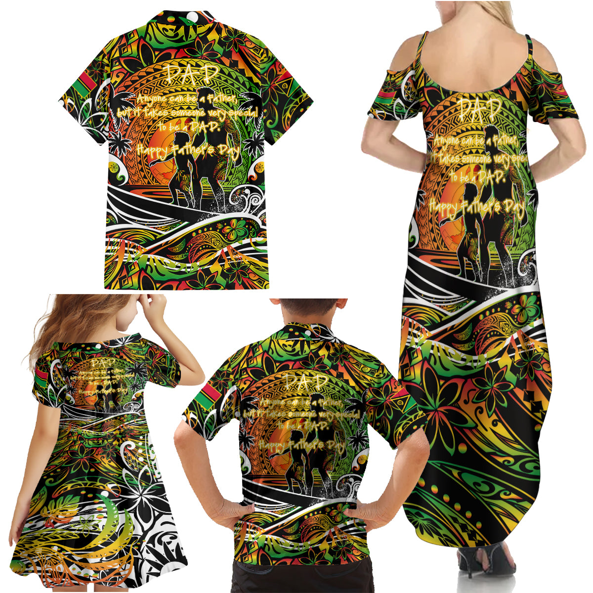 Father's Day Vanuatu Family Matching Summer Maxi Dress and Hawaiian Shirt Special Dad Polynesia Paradise