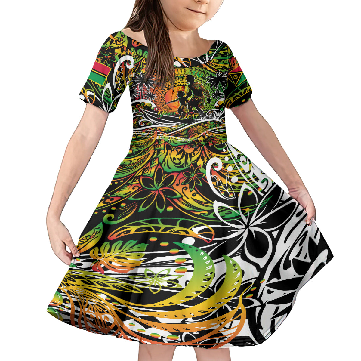 Father's Day Vanuatu Kid Short Sleeve Dress Special Dad Polynesia Paradise DT02 KID Art - Polynesian Pride