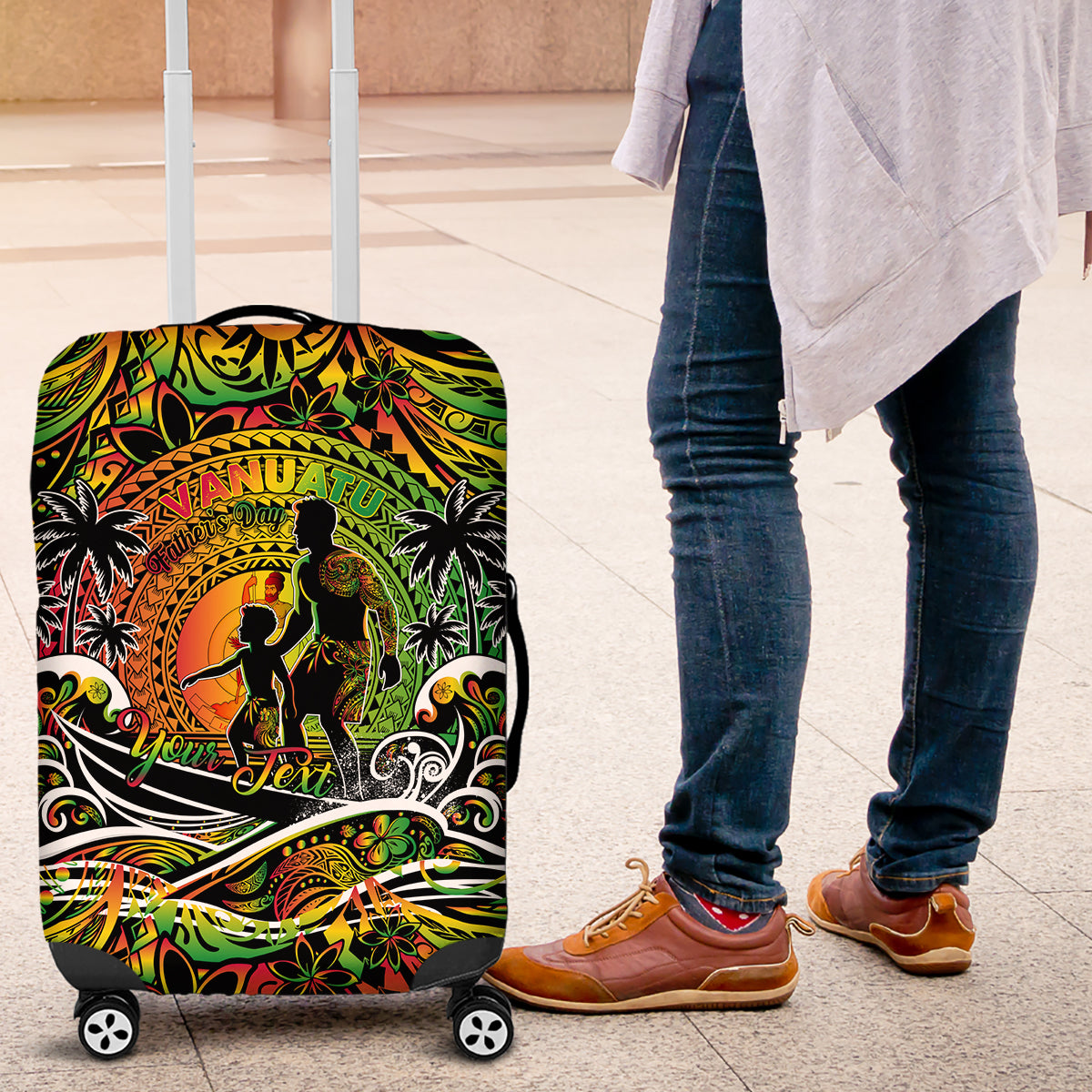 Father's Day Vanuatu Luggage Cover Special Dad Polynesia Paradise DT02 Art - Polynesian Pride