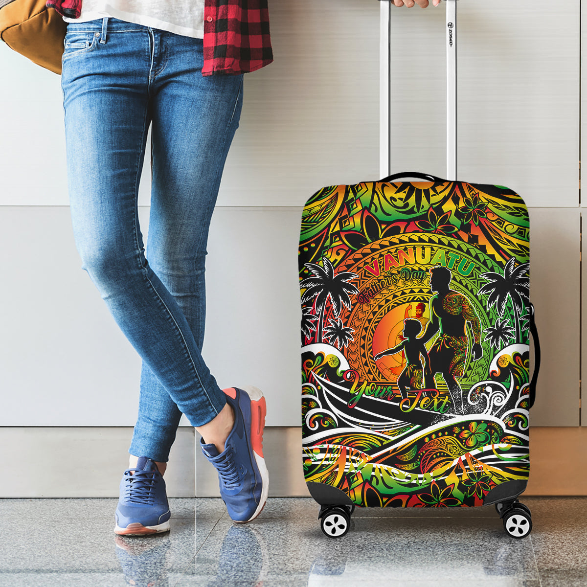 Father's Day Vanuatu Luggage Cover Special Dad Polynesia Paradise DT02 - Polynesian Pride