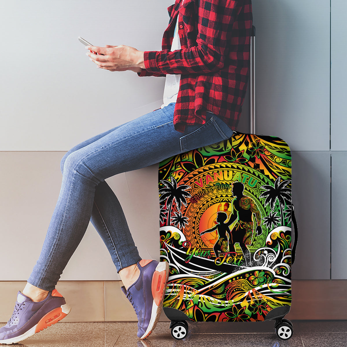 Father's Day Vanuatu Luggage Cover Special Dad Polynesia Paradise DT02 - Polynesian Pride