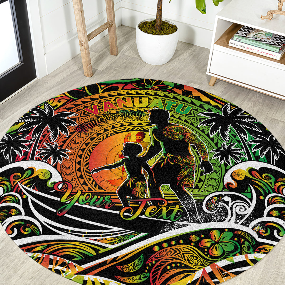 Father's Day Vanuatu Round Carpet Special Dad Polynesia Paradise DT02 Art - Polynesian Pride