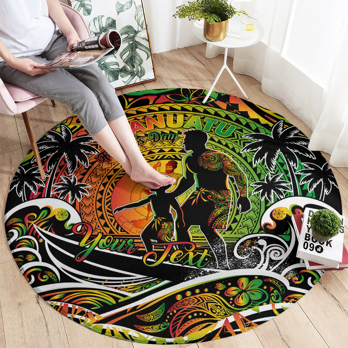 Father's Day Vanuatu Round Carpet Special Dad Polynesia Paradise DT02 - Polynesian Pride