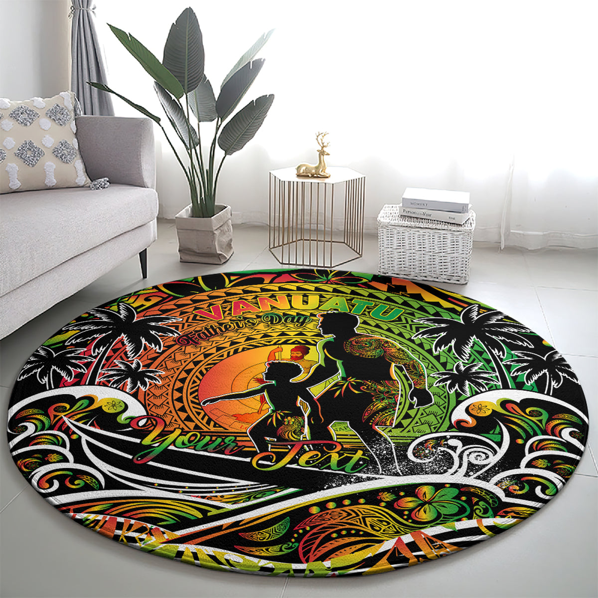 Father's Day Vanuatu Round Carpet Special Dad Polynesia Paradise DT02 - Polynesian Pride