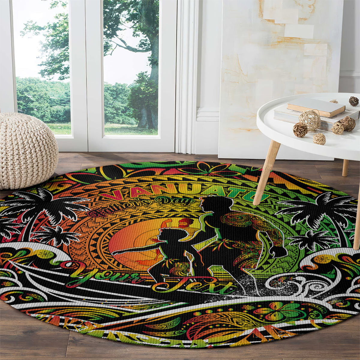 Father's Day Vanuatu Round Carpet Special Dad Polynesia Paradise DT02 - Polynesian Pride