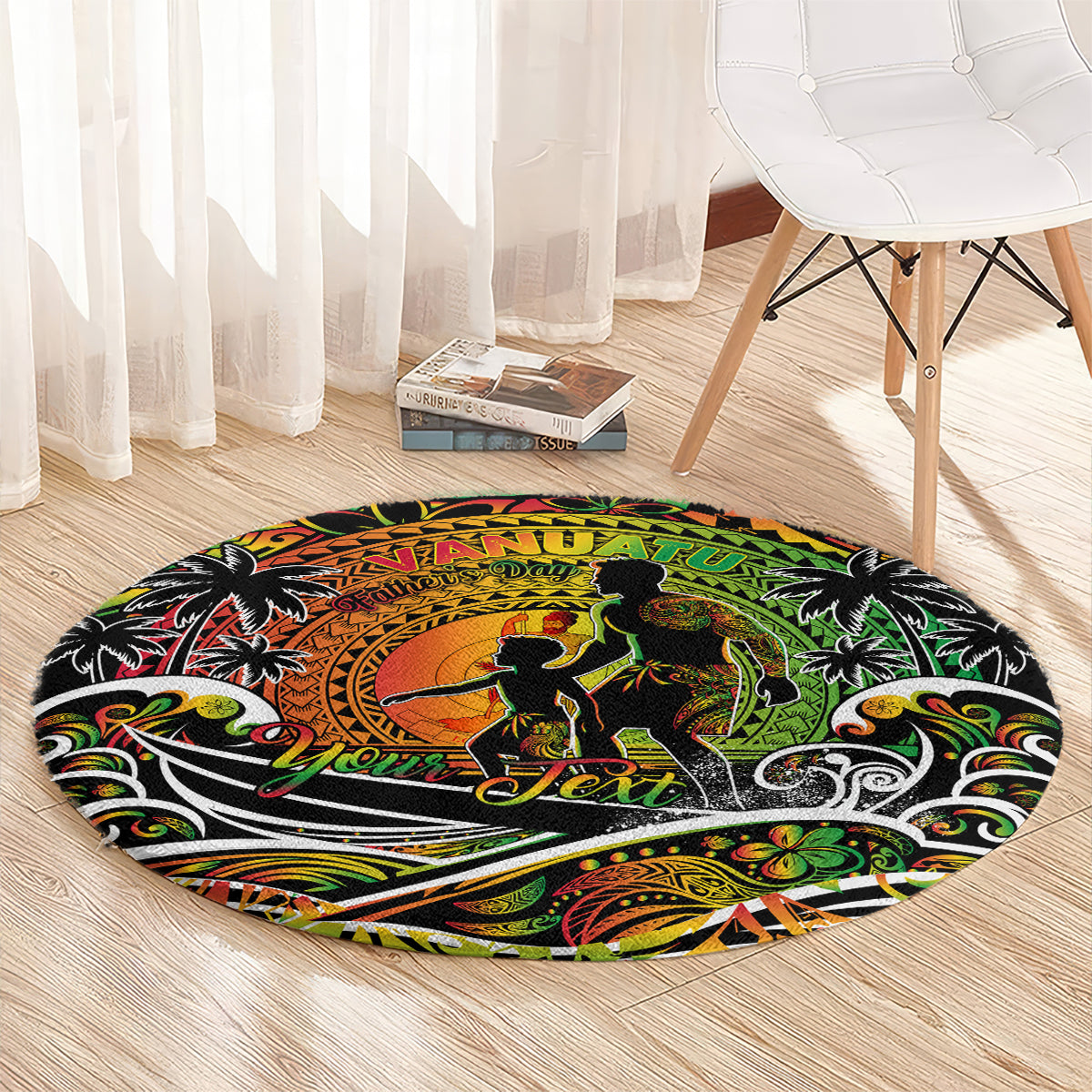 Father's Day Vanuatu Round Carpet Special Dad Polynesia Paradise DT02 - Polynesian Pride