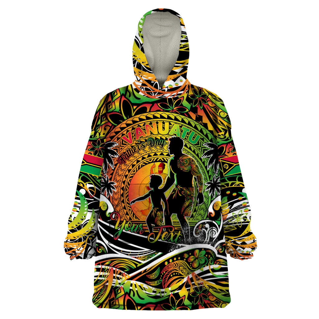 Father's Day Vanuatu Wearable Blanket Hoodie Special Dad Polynesia Paradise