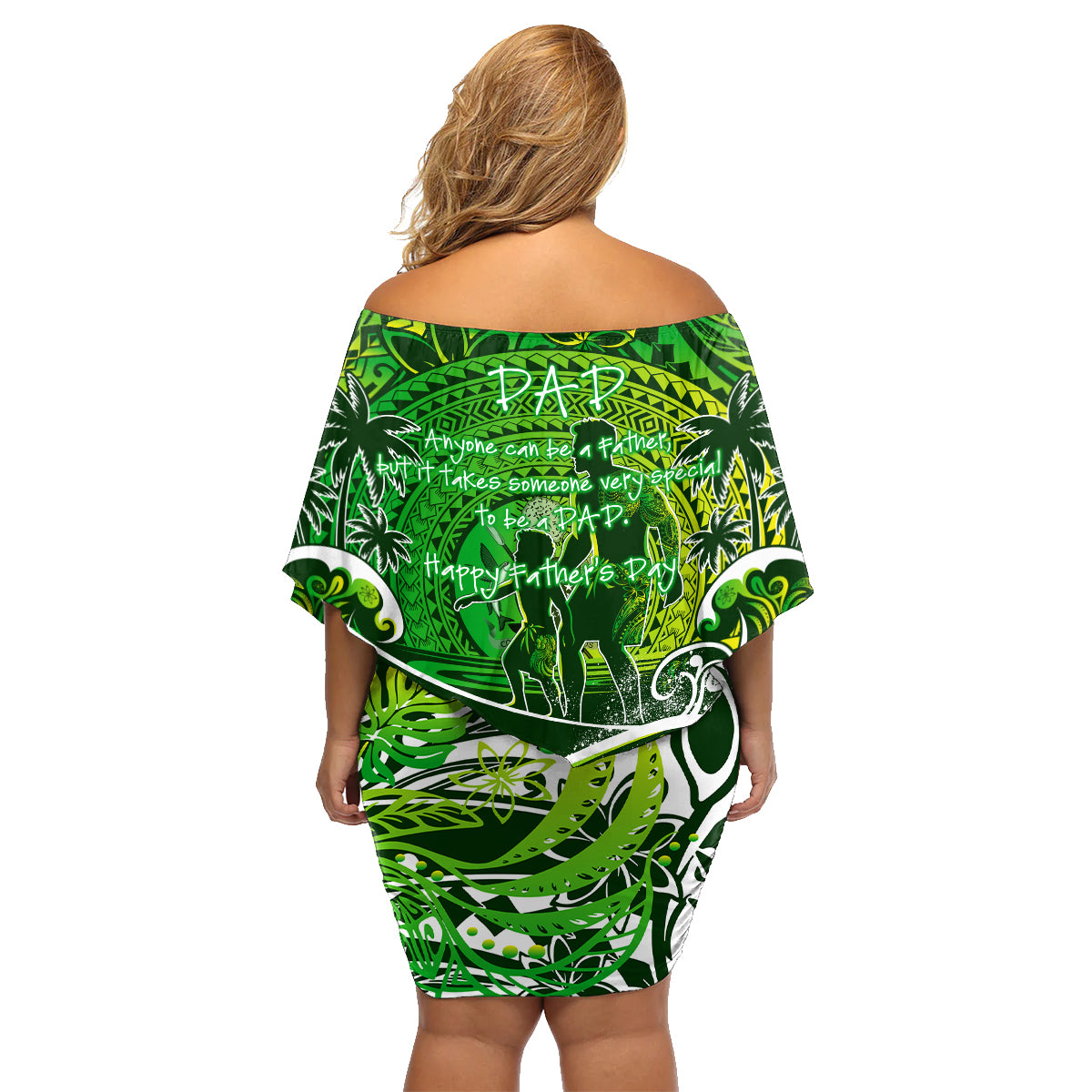 Father's Day Cook Islands Family Matching Off Shoulder Short Dress and Hawaiian Shirt Special Dad Polynesia Paradise