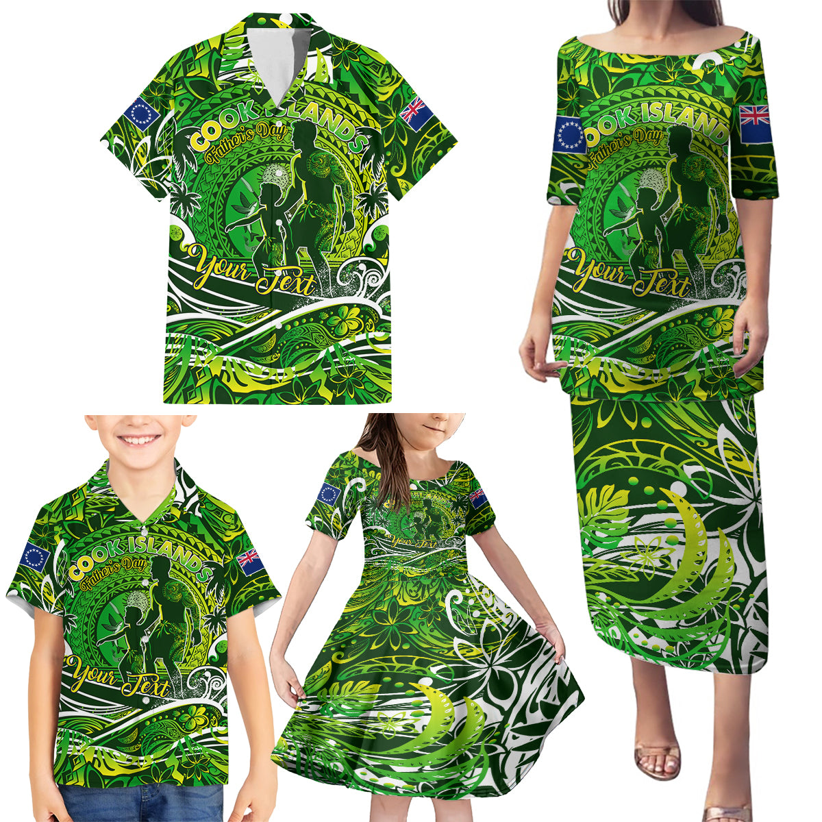 Father's Day Cook Islands Family Matching Puletasi and Hawaiian Shirt Special Dad Polynesia Paradise