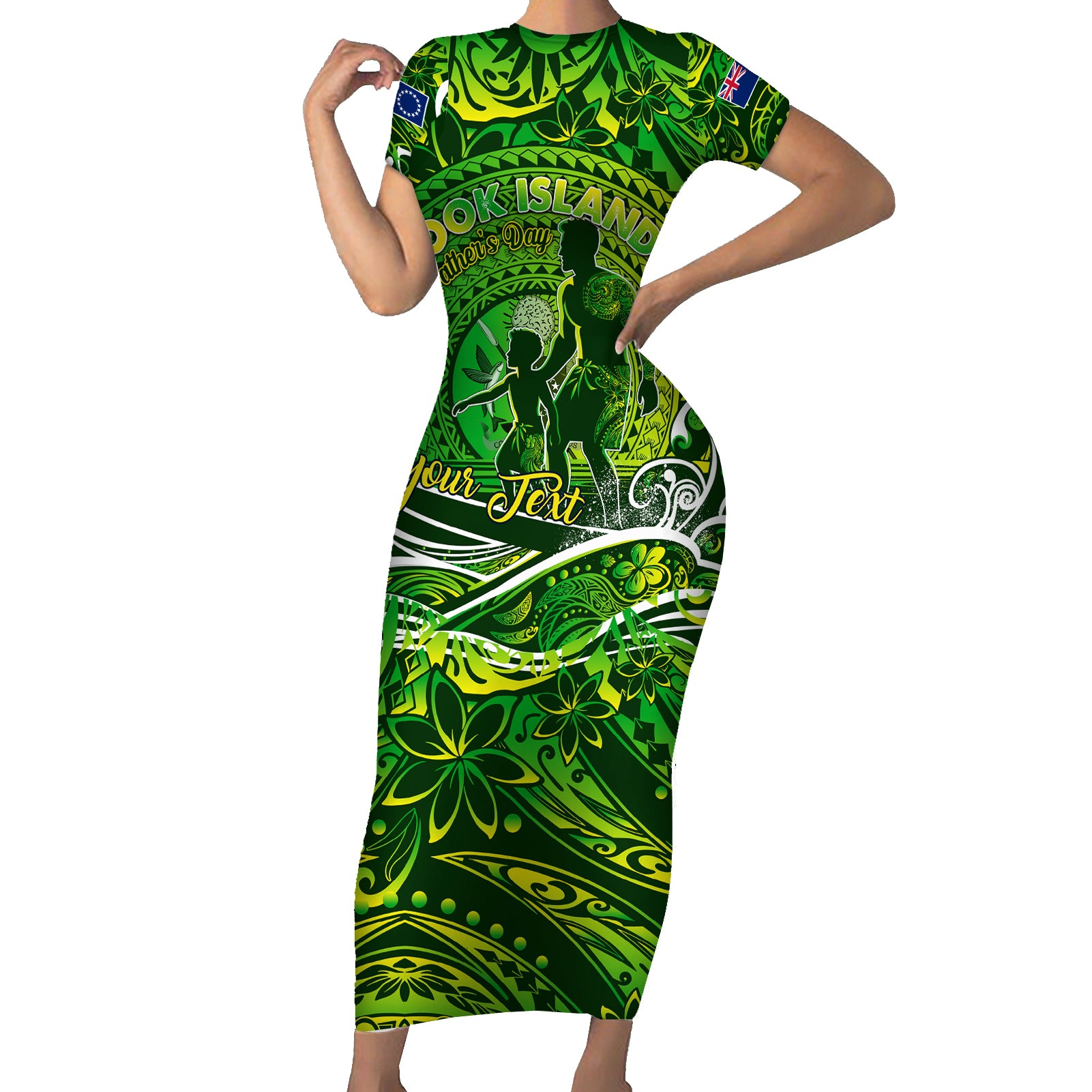 Father's Day Cook Islands Short Sleeve Bodycon Dress Special Dad Polynesia Paradise