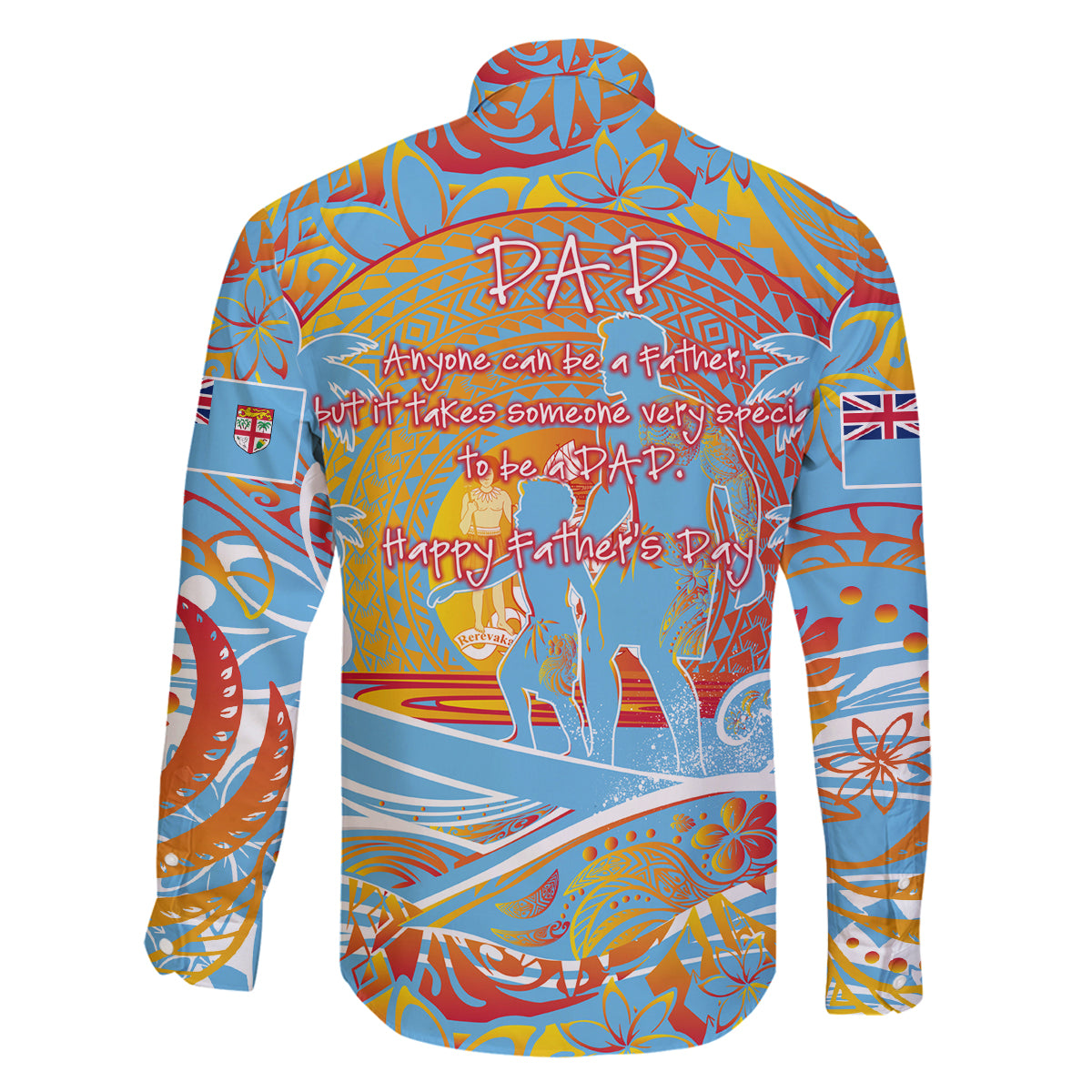 Father's Day Fiji Family Matching Off Shoulder Short Dress and Hawaiian Shirt Special Dad Polynesia Paradise