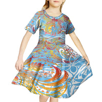 Father's Day Fiji Kid Short Sleeve Dress Special Dad Polynesia Paradise