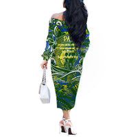 Father's Day Solomon Islands Off The Shoulder Long Sleeve Dress Special Dad Polynesia Paradise DT02 - Polynesian Pride