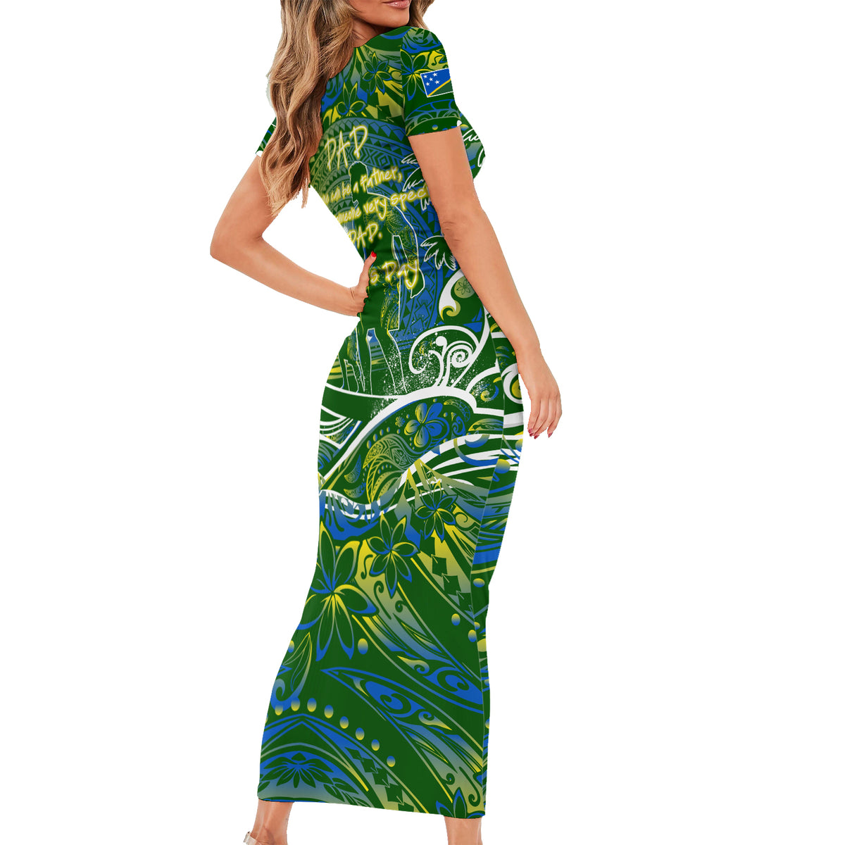 Father's Day Solomon Islands Short Sleeve Bodycon Dress Special Dad Polynesia Paradise DT02 - Polynesian Pride