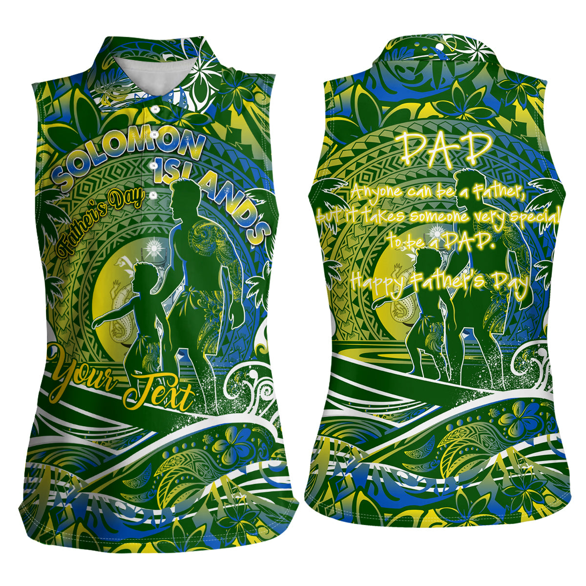 Father's Day Solomon Islands Women Sleeveless Polo Shirt Special Dad Polynesia Paradise
