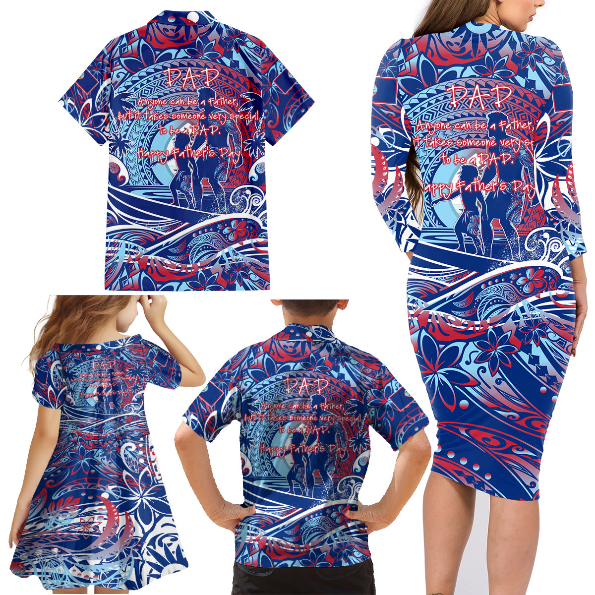 Father's Day Guam Family Matching Long Sleeve Bodycon Dress and Hawaiian Shirt Special Dad Polynesia Paradise