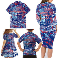 Father's Day Guam Family Matching Long Sleeve Bodycon Dress and Hawaiian Shirt Special Dad Polynesia Paradise