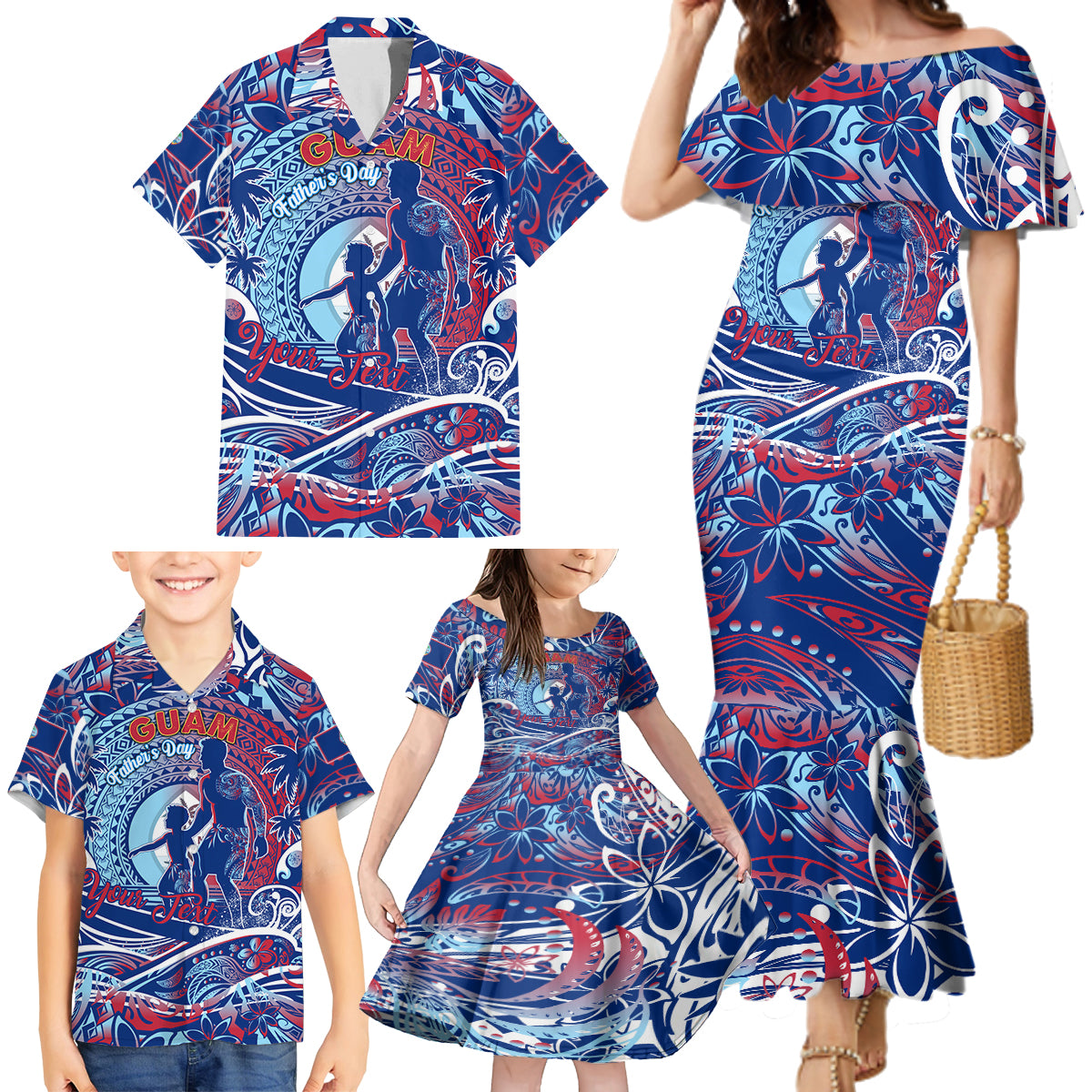 Father's Day Guam Family Matching Mermaid Dress and Hawaiian Shirt Special Dad Polynesia Paradise