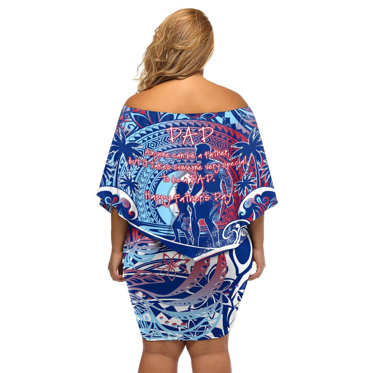 Father's Day Guam Family Matching Off Shoulder Short Dress and Hawaiian Shirt Special Dad Polynesia Paradise