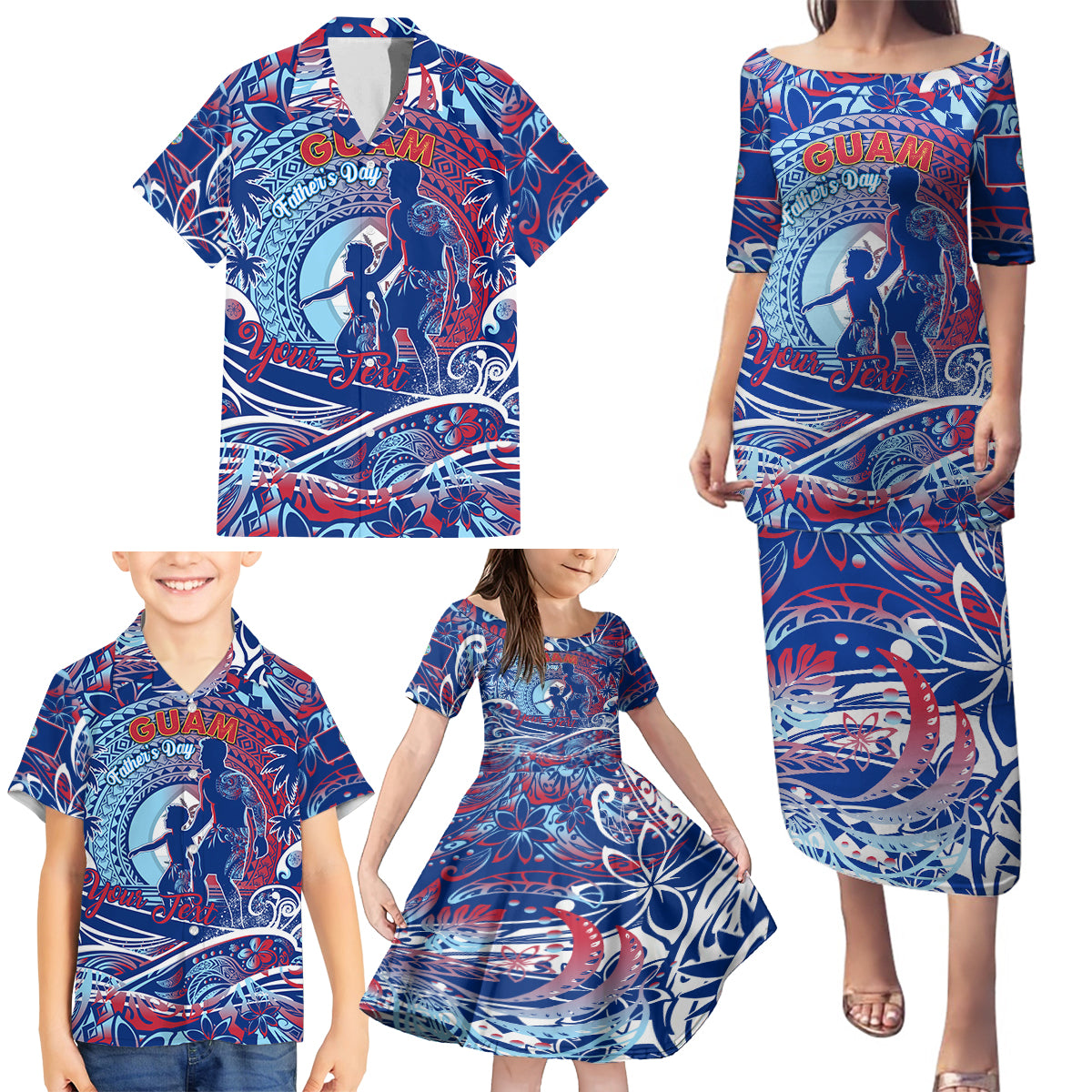 Father's Day Guam Family Matching Puletasi and Hawaiian Shirt Special Dad Polynesia Paradise