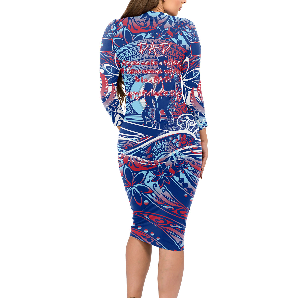Father's Day Guam Long Sleeve Bodycon Dress Special Dad Polynesia Paradise