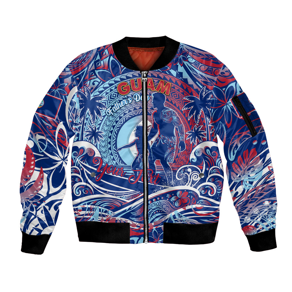 Father's Day Guam Sleeve Zip Bomber Jacket Special Dad Polynesia Paradise