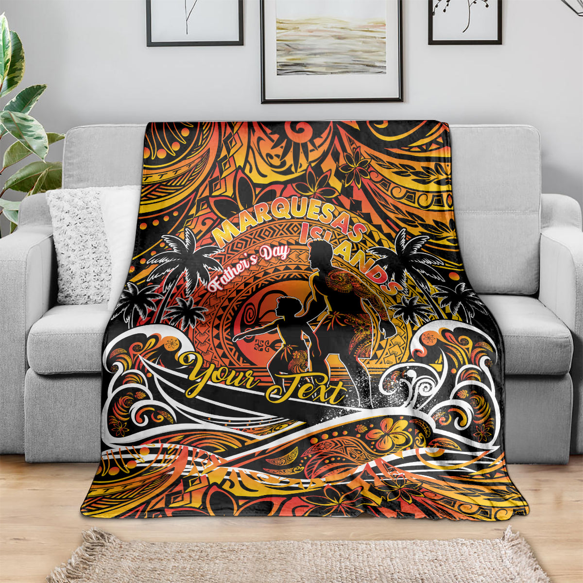 Father's Day Marquesas Islands Blanket Special Dad Polynesia Paradise