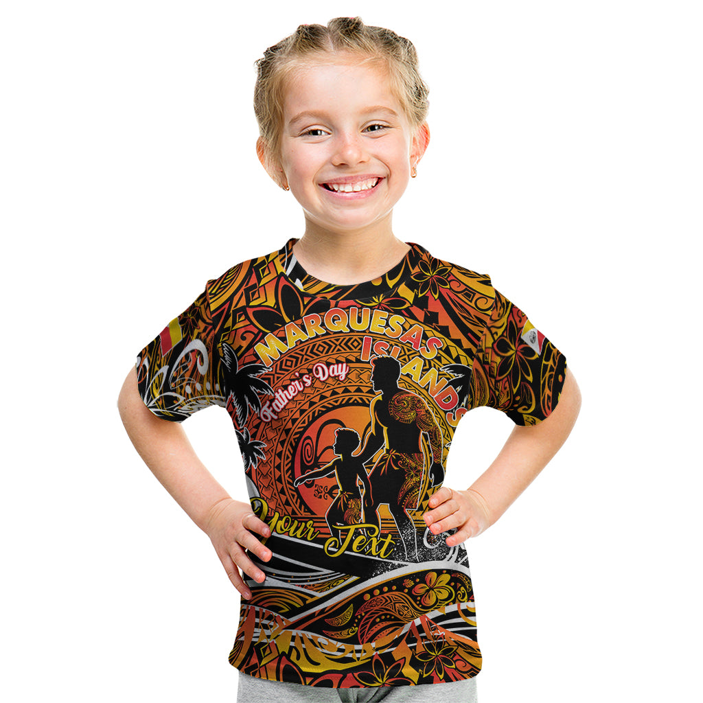 Father's Day Marquesas Islands Kid T Shirt Special Dad Polynesia Paradise DT02 Orange - Polynesian Pride