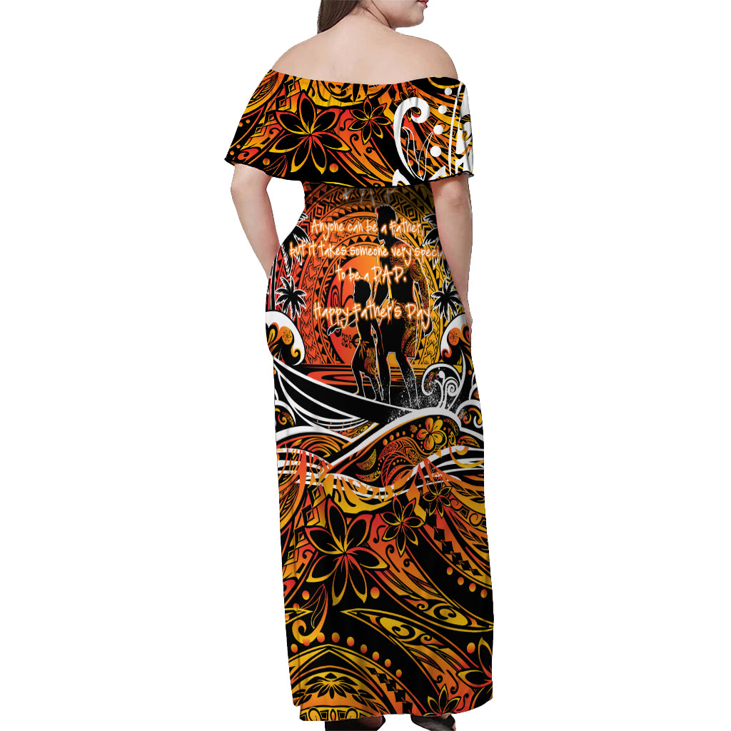 Father's Day Marquesas Islands Off Shoulder Maxi Dress Special Dad Polynesia Paradise