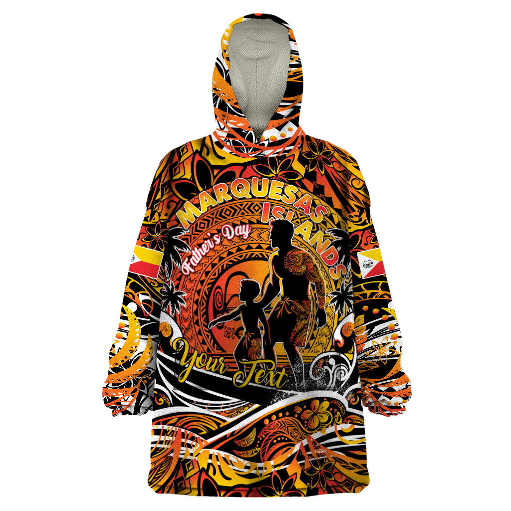 Father's Day Marquesas Islands Wearable Blanket Hoodie Special Dad Polynesia Paradise DT02 One Size Orange - Polynesian Pride