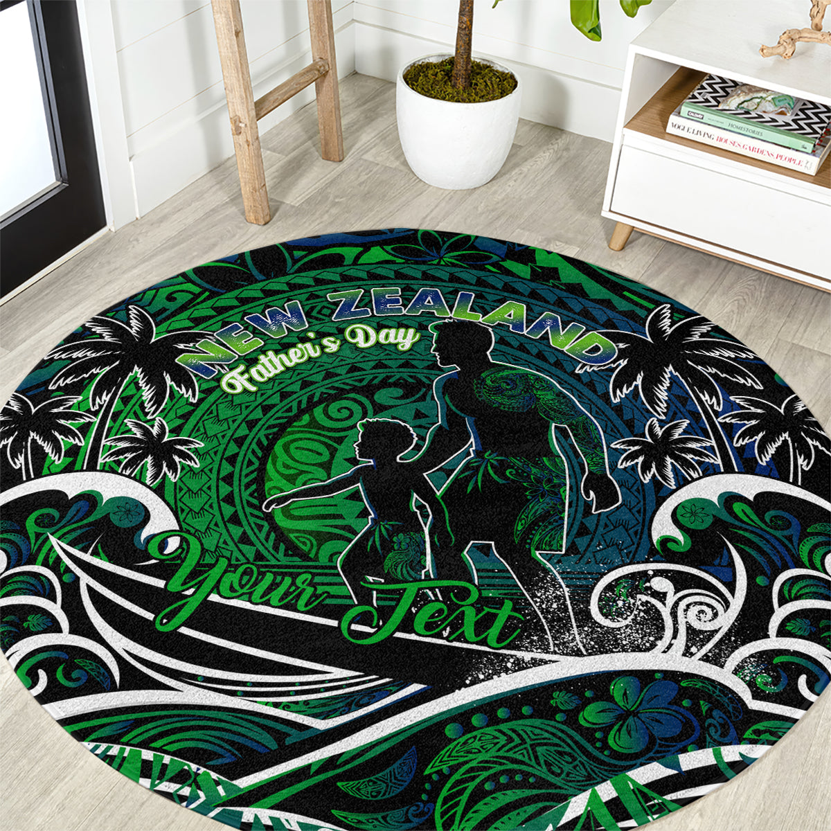 Father's Day New Zealand Round Carpet Special Dad Polynesia Paradise