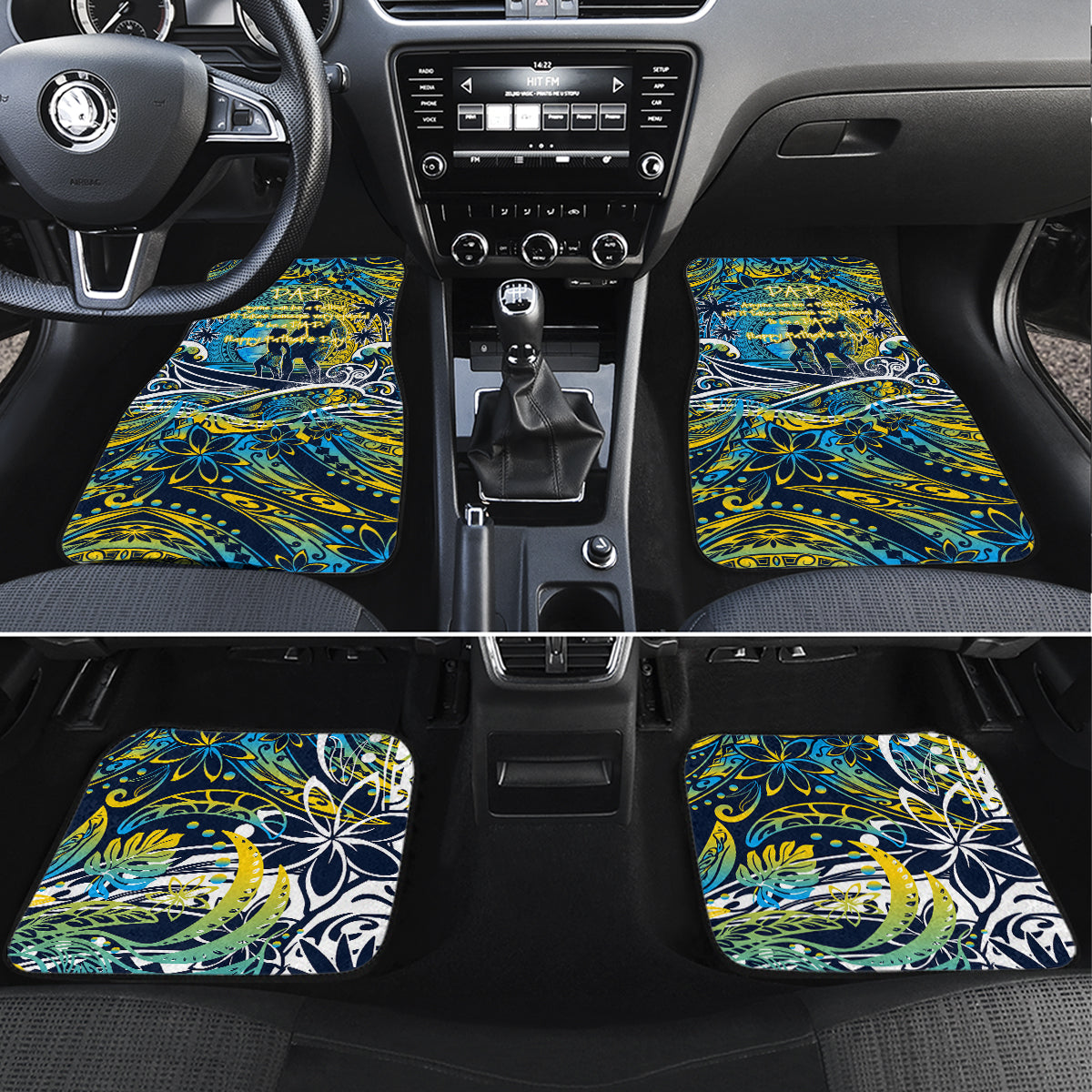 Father's Day Tokelau Car Mats Special Dad Polynesia Paradise DT02 Set 4pcs Blue - Polynesian Pride