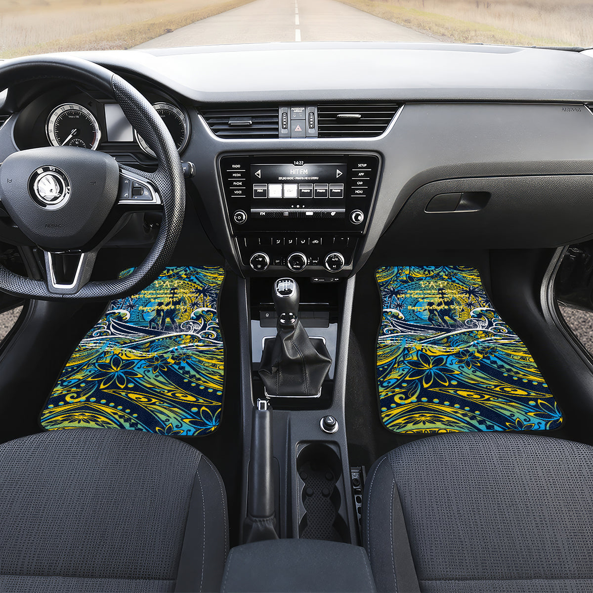 Father's Day Tokelau Car Mats Special Dad Polynesia Paradise DT02 Set 2pcs - Front Blue - Polynesian Pride