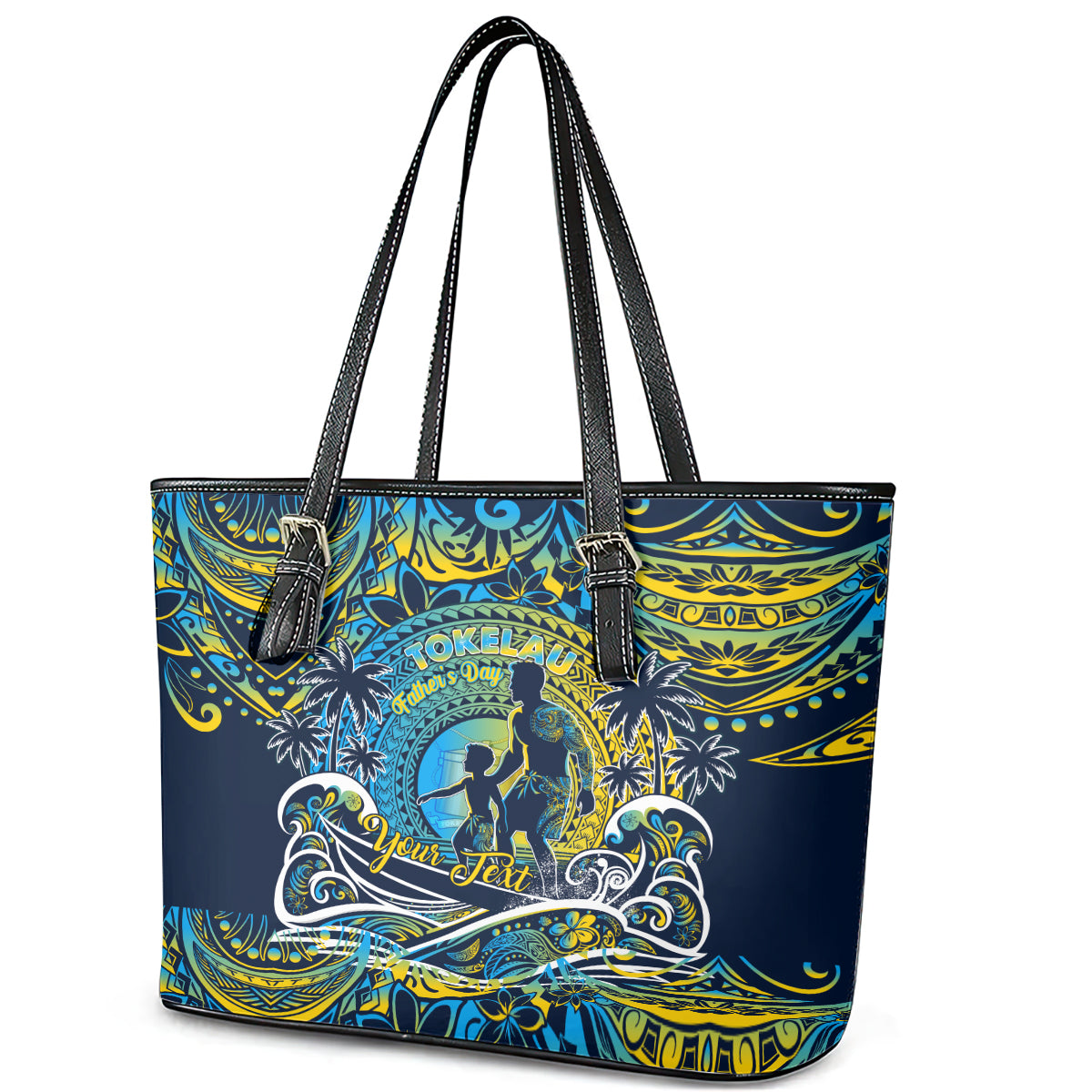 Father's Day Tokelau Leather Tote Bag Special Dad Polynesia Paradise
