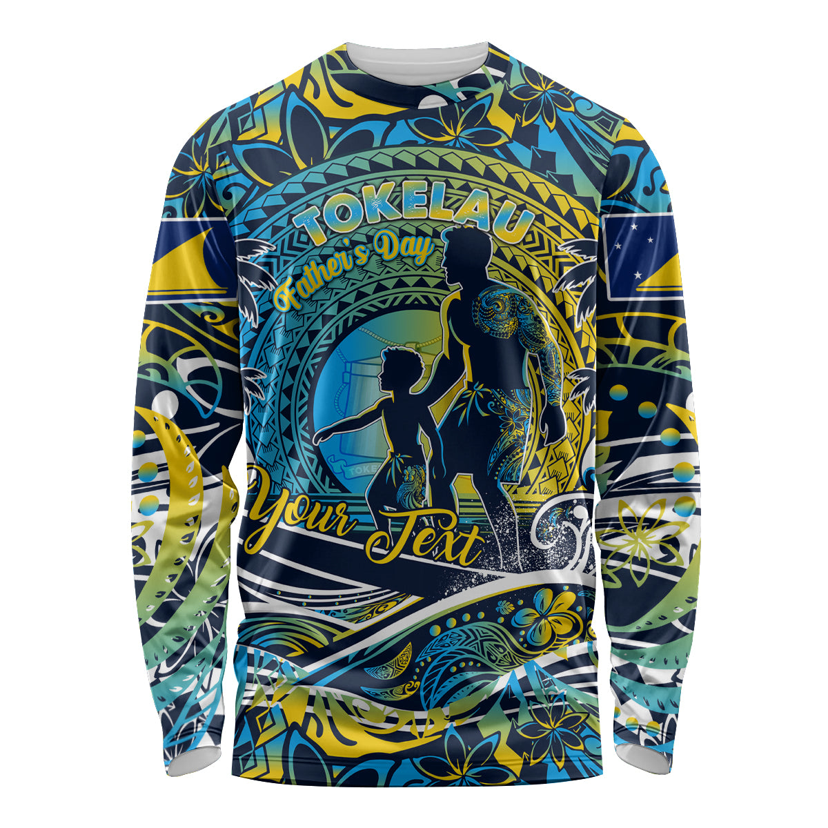 Father's Day Tokelau Long Sleeve Shirt Special Dad Polynesia Paradise DT02 Unisex Blue - Polynesian Pride