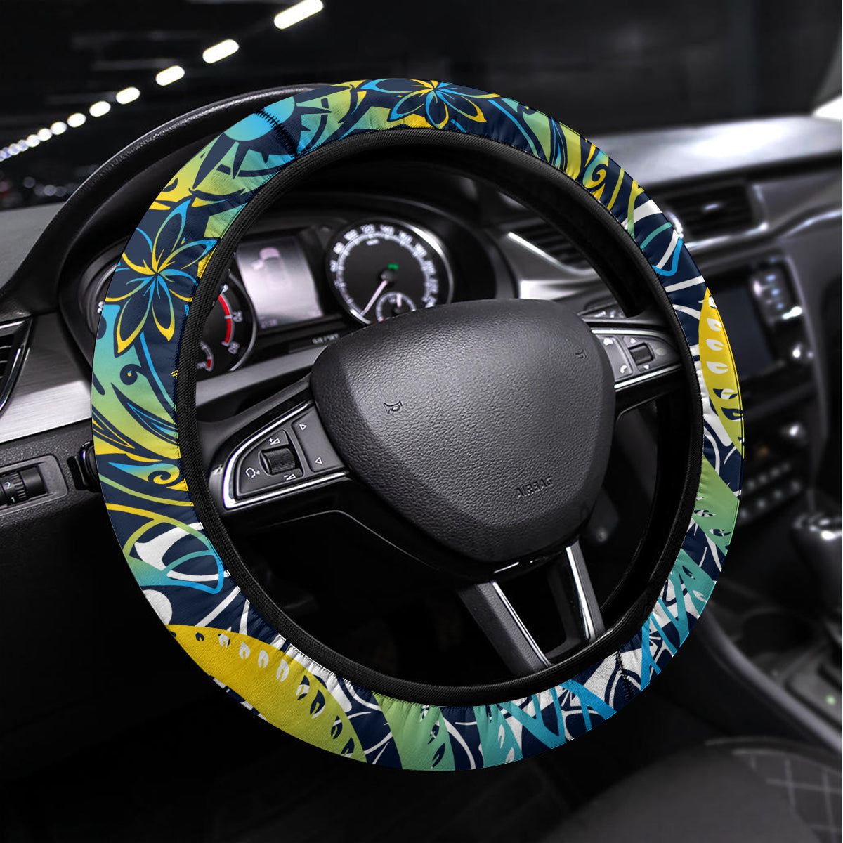 Father's Day Tokelau Steering Wheel Cover Special Dad Polynesia Paradise DT02 Universal Fit Blue - Polynesian Pride