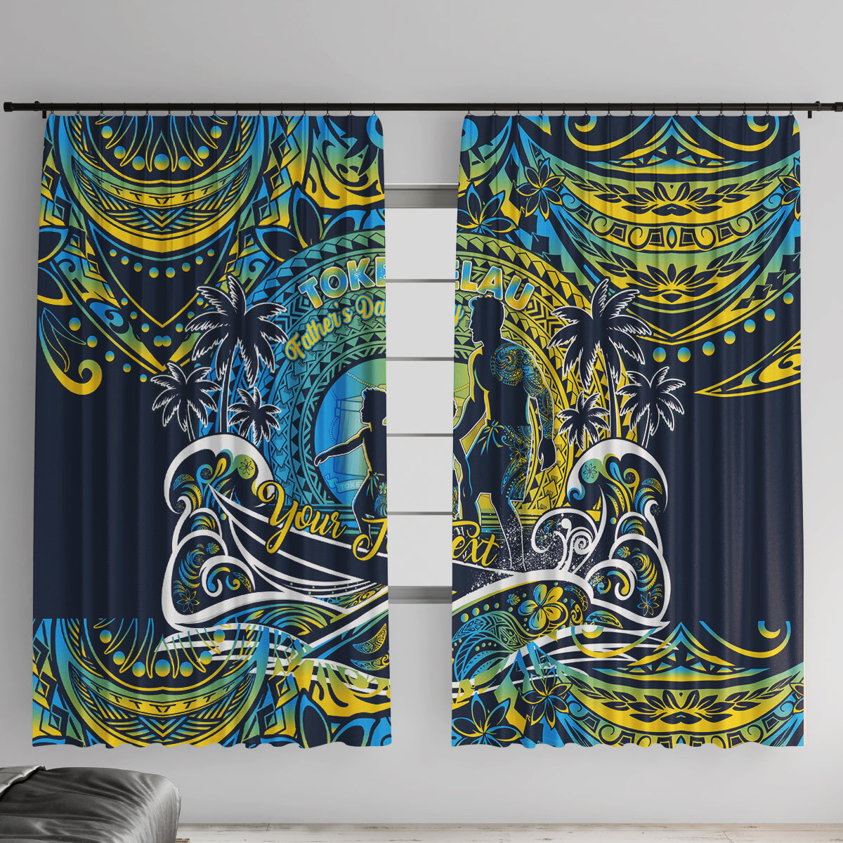 Father's Day Tokelau Window Curtain Special Dad Polynesia Paradise