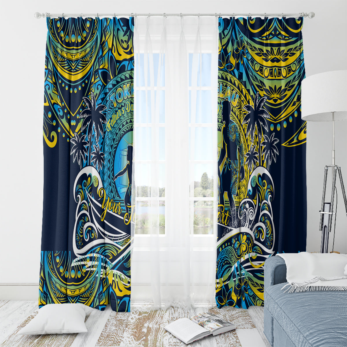 Father's Day Tokelau Window Curtain Special Dad Polynesia Paradise DT02 - Polynesian Pride
